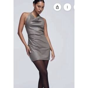 Women's Forever 21 Ash Brown Faux Leather Halter Mini Dress Size Medium